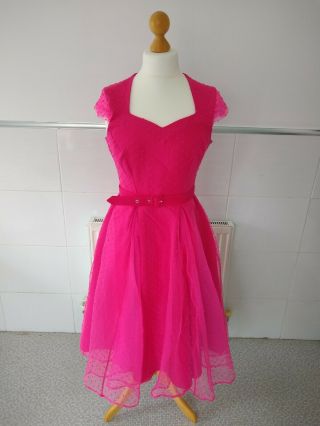 Hot Pink Miss Candyfloss Cecilia Organza Rockabilly Vintage Retro 1950s Dress