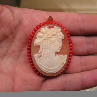 Rare Antique Vintage Style Art Deco Carved Shell Cameo Fully Hallmarked Italy