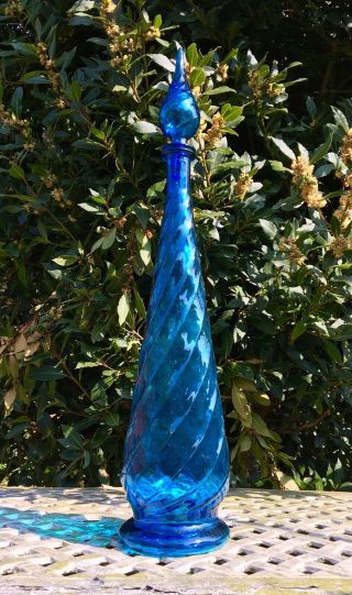 Vintage Mid Century Murano Art Glass Empoli Studio Genie Bottle Decanter 26” 3