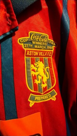 Rare Vintage Aston Villa 1993/95 Home Football Shirt 1994 League Cup Final 3