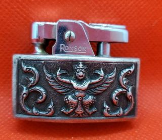 Vintage Ronson Lighter Sterling Siam Nielloware British Pat.  No.  621570