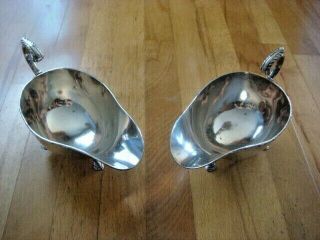 Quality Pair Antique Solid Silver Sauce Boats By Walker & Hall,  Sheffield 1924