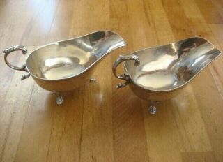 QUALITY PAIR ANTIQUE SOLID SILVER SAUCE BOATS BY WALKER & HALL,  SHEFFIELD 1924 3