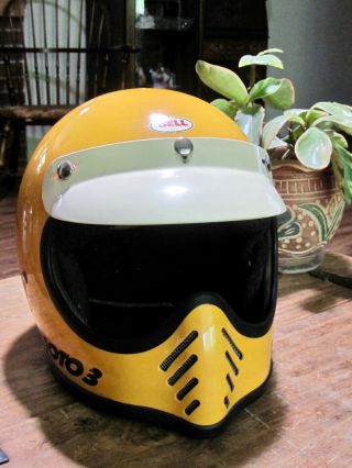 Vintage 1975 Bell Moto 3 Motorcycle Helmet Motocross Chopper Bobber