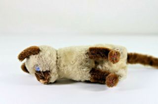 Vintage Steiff Mohair Chocolate Point Siamese Cat Blue Glass Eyes,  No Button 8