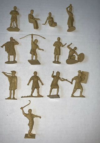 Vintage Ben Hur Playset Romans & Gladiators Plastic Figures: Tan Set 13 Of 16