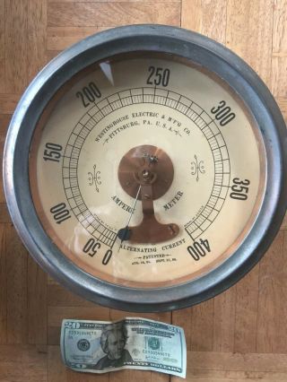 Early Rare 1898 Large Westinghouse Electric Alternating Current Ampere Meter Old