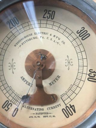 Early Rare 1898 Large Westinghouse Electric Alternating Current Ampere Meter Old 3
