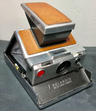 Vintage Polaroid SX - 70 Land Camera W Case And Accessories Flash Viewfinder Timer 4