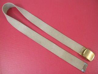 WWII Era US Army Officer ' s Canvas Trouser Belt - Khaki Color - Waist Size to 34 