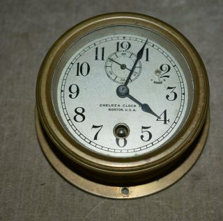 Rare Antique Chelsea Clock – Automobile Or Marine Clock W/mount – Circa 1900