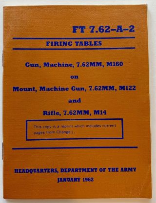 Vtg Department Of The Army Firing Tables Book (this Is Only A Book)