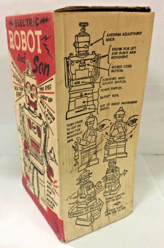 Vintage c.  50 ' s Marx Electric Robot and Son Battery Op Toy 5