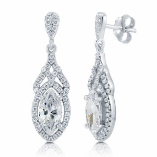 BERRICLE Sterling Silver Cubic Zirconia Vintage Style Halo Bridal Bridesmaid Set 2