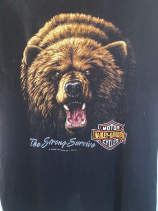 Vintage Harley Davidson 1991 3D Emblem Bear The Strong Survive T Shirt Large 2