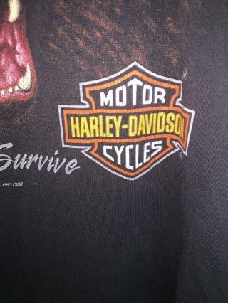 Vintage Harley Davidson 1991 3D Emblem Bear The Strong Survive T Shirt Large 4