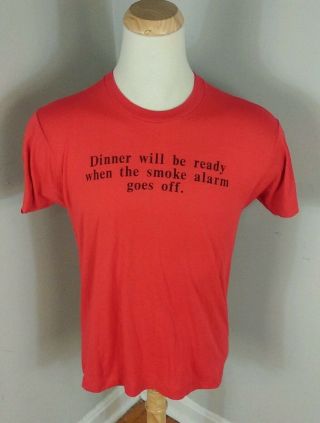 Vintage 70s 80s Screen Stars Red Thin Quote Funny Retro T Shirt Food L/m