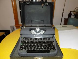Rare Us Navy Wwii Underewood Universal Typewriter W/case/key Near