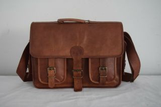Handcrafted Vintage Leather DSLR Camera Briefcase Laptop Satchel Messenger Bag 2