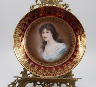Antique Royal Vienna Hand Painted Portrait Plaque Plate