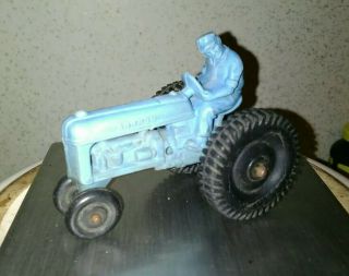 Vintage 1950’s Auburn 4” Rubber Tractor With Driver And Pin Hitch - Blue
