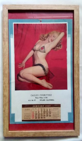Vintage 1957 Marilyn Monroe Pinup Calendar Lithograph - Laszlo Willinger Photo