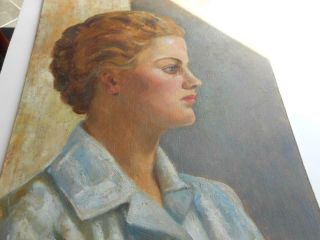 Antique Vintage Oil Painting Portrait Of A Lady Signed H Mitchell C1930 