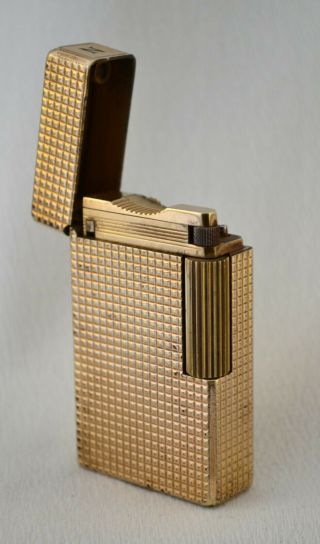 Vtg 1950s S.  T.  Dupont Lighter Made In France Ligne 1 Gold Plated To 20 Microns