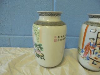 A VINTAGE CHINESE HANDPAINTED PORCELAIN VASES 3