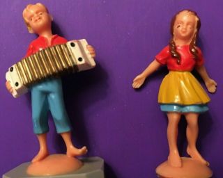 Vintage Magneto West Germany Patent Boy W/ Accordian & Dancing Girl Figures