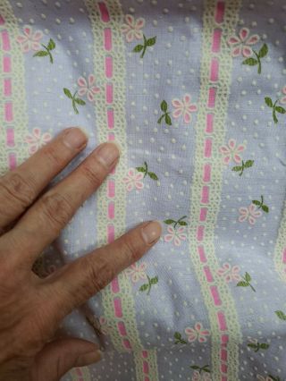 Vintage flocked cotton fabric Dotted Swiss sweet Floral pink lilac 45 
