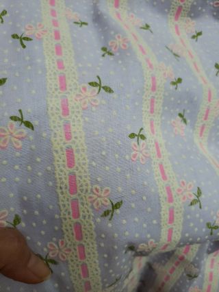 Vintage flocked cotton fabric Dotted Swiss sweet Floral pink lilac 45 