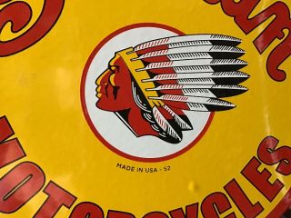 VINTAGE PORCELAIN 52 INDIAN MOTORCYCLES DEALER SIGN Chief scout 4 Harley 2