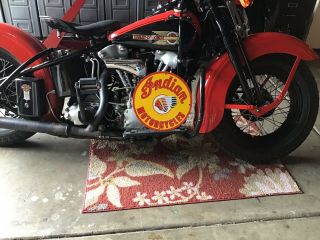 VINTAGE PORCELAIN 52 INDIAN MOTORCYCLES DEALER SIGN Chief scout 4 Harley 3