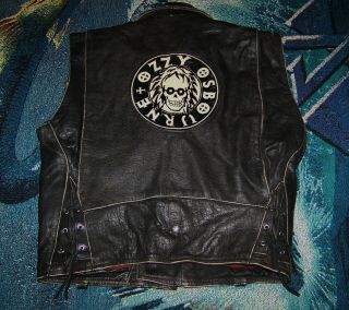 Vintage Authentic Ozzy Osbourne Distressed Leather Zippered Vest Jacket Black L