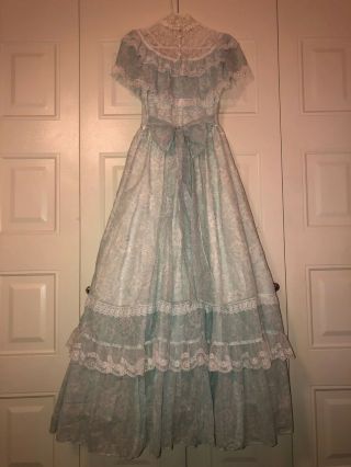 Southern Belle Vintage Dress/ Costume - Light blue and white floral pattern/lace 2
