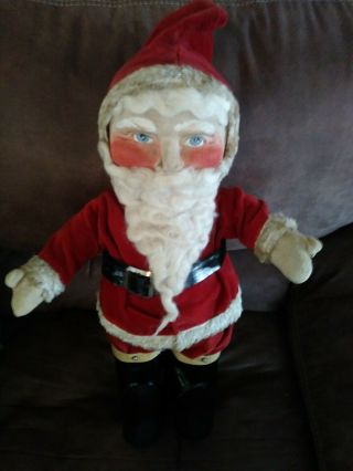 Antique Germany? 24 " Cloth Face Santa Claus Christmas Doll Straw Stuffed