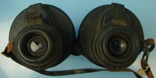 VTG Antique Adjustable Binoculars W/ Leather Neck Strap Military Civil War Era 5