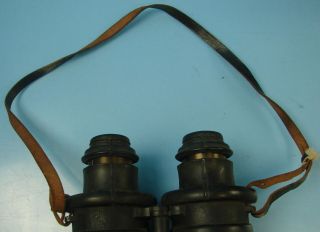 VTG Antique Adjustable Binoculars W/ Leather Neck Strap Military Civil War Era 7