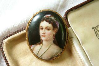 Vintage Antique Victorian Jewellery Lady Portrait Brooch Pin