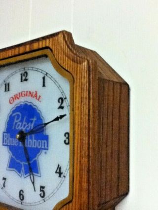 Pabst blue ribbon beer sign light vintage wood pendulum wall clock lighted bar 5