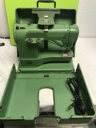 Vintage Green Elna Supermatic Sewing Machine Metal Heavy