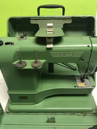 vintage green ELNA supermatic sewing machine metal heavy 2
