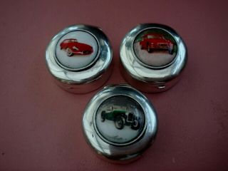 Three Solid Sterling Silver Hallmark Vintage Classic Car Enamel Pill Snuff Boxes