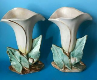 Vintage Mccoy Pottery Calla Lily Vases Flower Form 1940s
