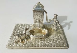 Vintage Silver Dollhouse Miniature Figurines Sewing Machine Umbrella Seller 4