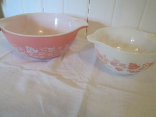 2 Vintage Pyrex Usa Pink Gooseberry Pint Cinderella Mixing Bowl 441 442