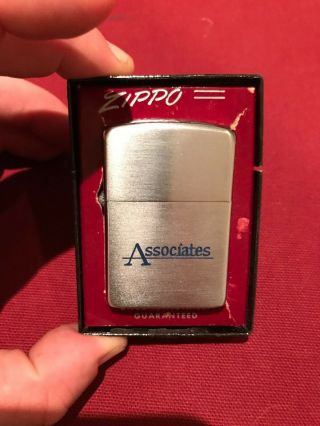 Vintage Early 1953 - 1954 Nos Zippo " Associates " Advertising Lighter Unfired W Box