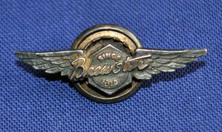 Sterling Wwii Brewster Aeronautical Corp.  Lapel Wing By Whitehead & Hoag