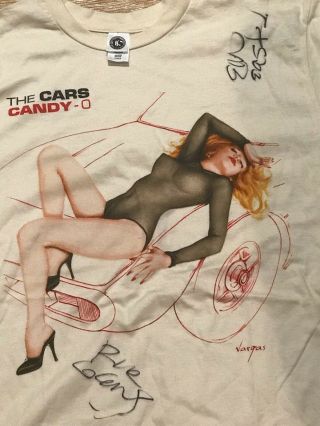 Vintage The Cars Candy O Concert Tour Shirt Signed By Ric Ocasic Elliot Easton